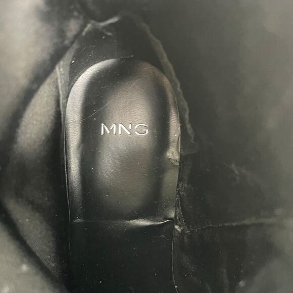 Mango MNG Square Toe Kitten Heel Leather Boots Black Size 36/ US 6 - Picture 13 of 13